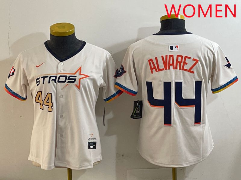 Women Houston Astros #44 Alvarez Cream Fourth generation Joint Name Nike 2025 MLB Jersey style 3